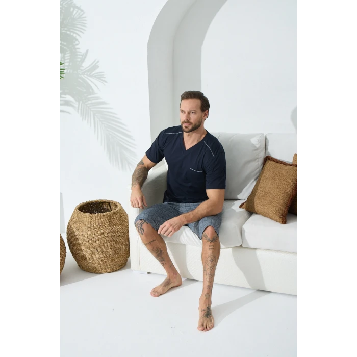 9454 Erkek  V Yaka Kısa Kol Kapri Takım