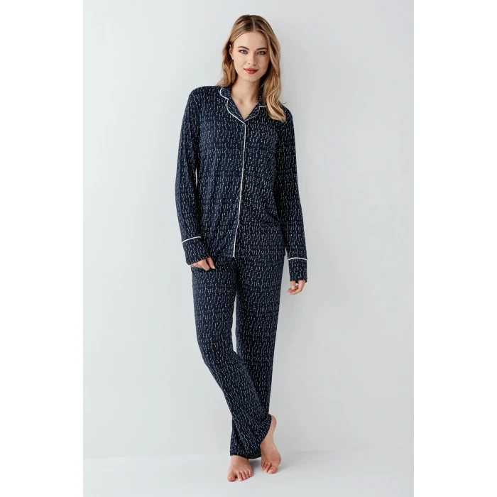 Arnetta 3430-s Kadın Gömlek Yaka Pijama Takımı