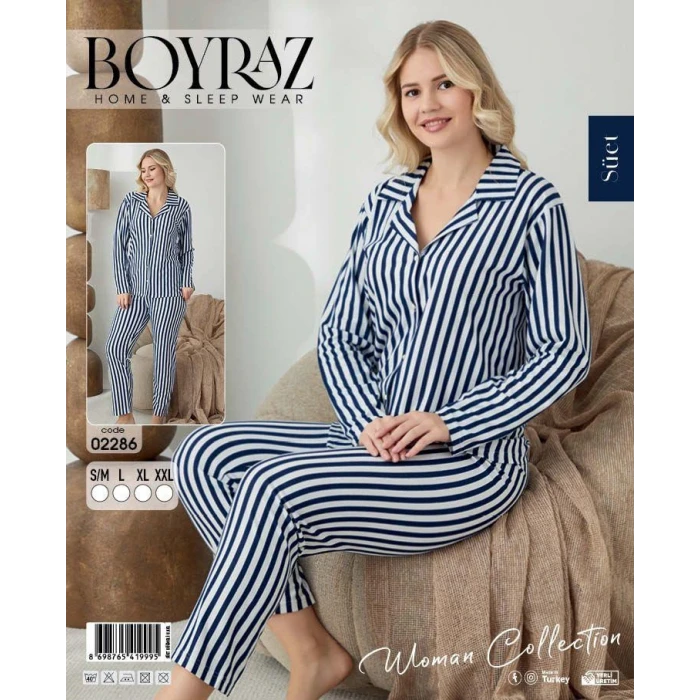 Boyraz 02286 Kadın Süet Uzun Kol Pijama Takımı