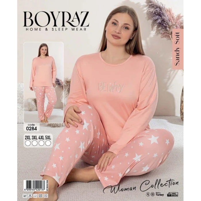 Boyraz 0284 Kadın Sandy Battal Uzun Kol Pijama Takımı