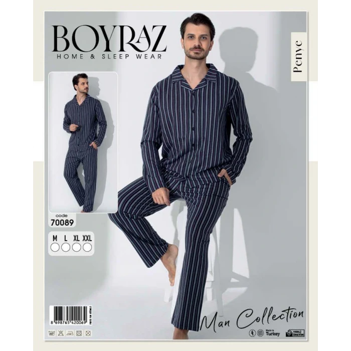 Boyraz 70089 Erkek Uzun Kol Penye Pijama Takımı