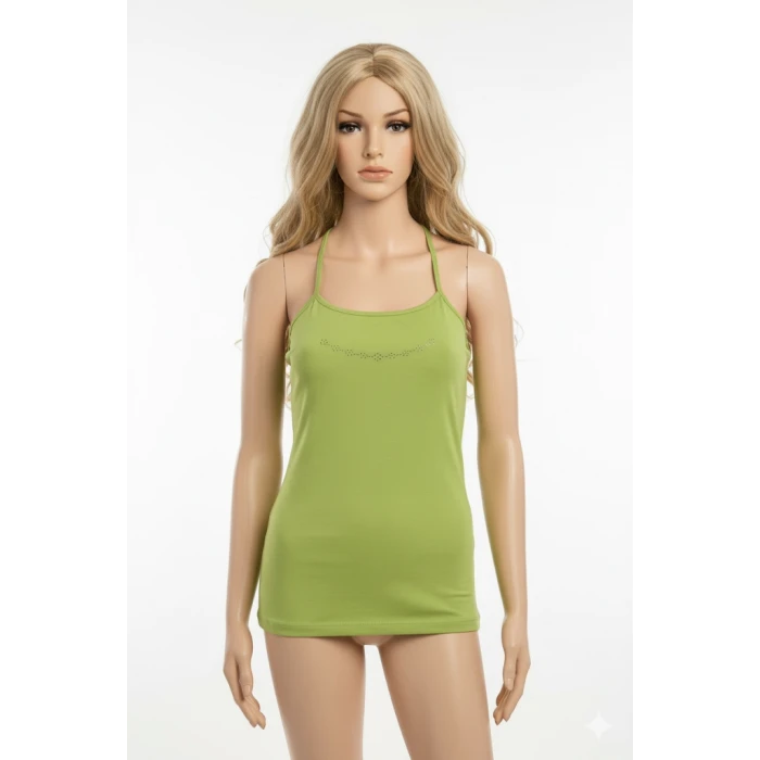 Boyundan Bağlamalı Taş İşlemeli Atlet