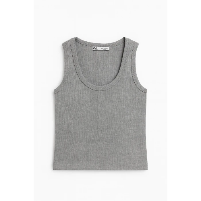 Crop Kalın Askılı Body Gri Renk