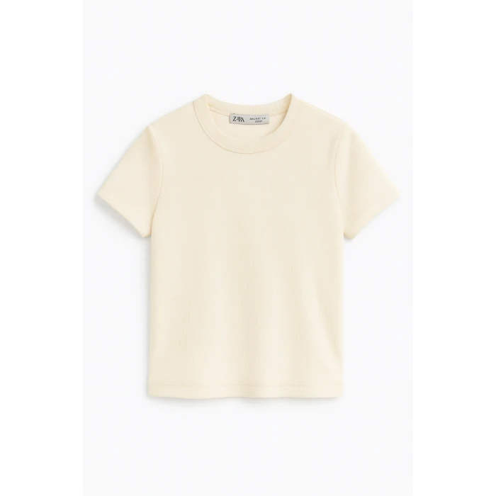 Crop Kısakollu Body Ekru Renk