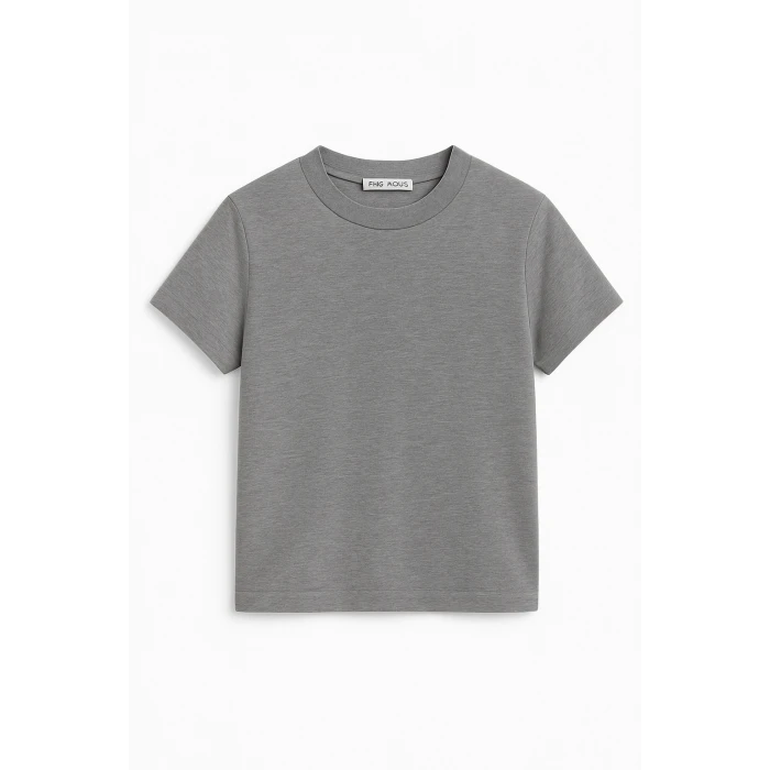 Crop Kısakollu Body Gri Renk