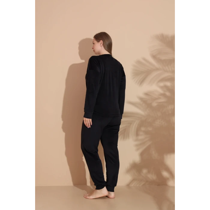 Estiva 25394 Uzun Kol Battal Kadife Pijama Takımı