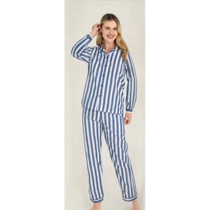 Freshness 4007 Kadın Uzun Kol Çizgili Gaffuriye Pijama Takımı