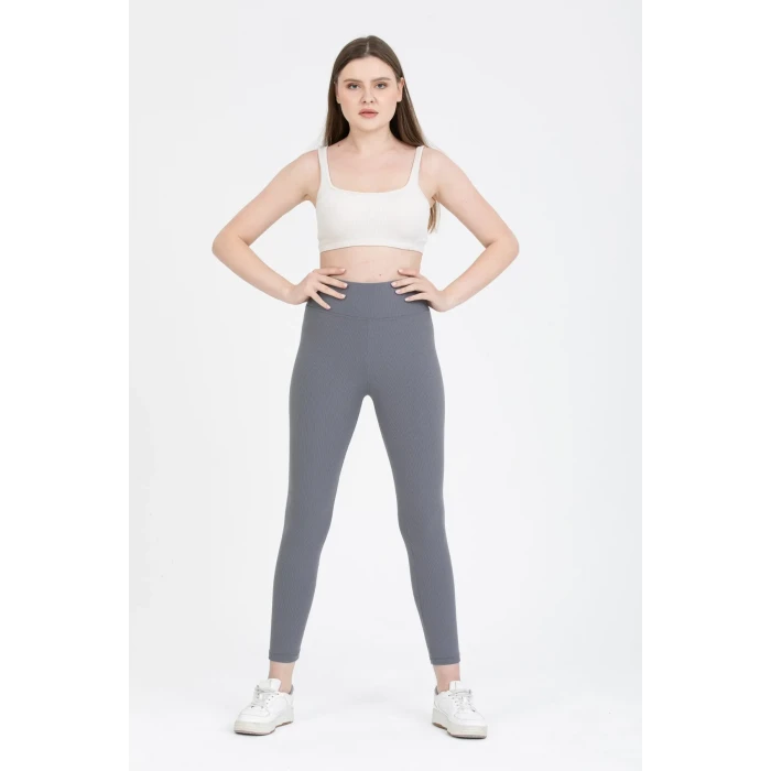 Füme Yüksek Bel Fitilli Tayt 0608