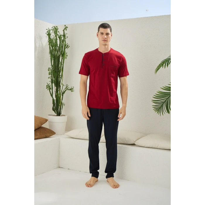 Kocabey 2090 Erkek Midi Yaka Pijama Takım