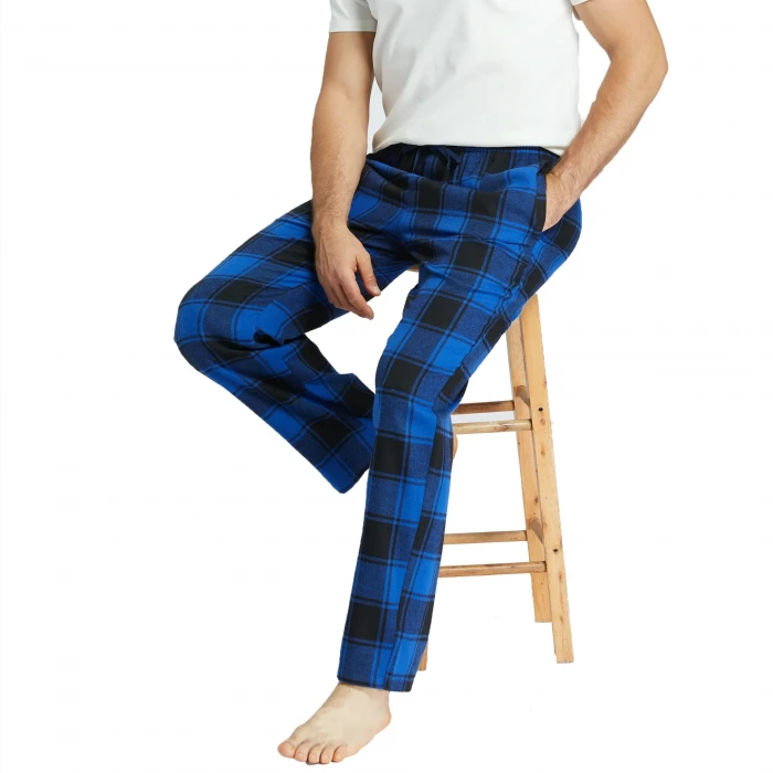 Pijalüx Erkek  Kareli Poplin Cepli Alt Pijama