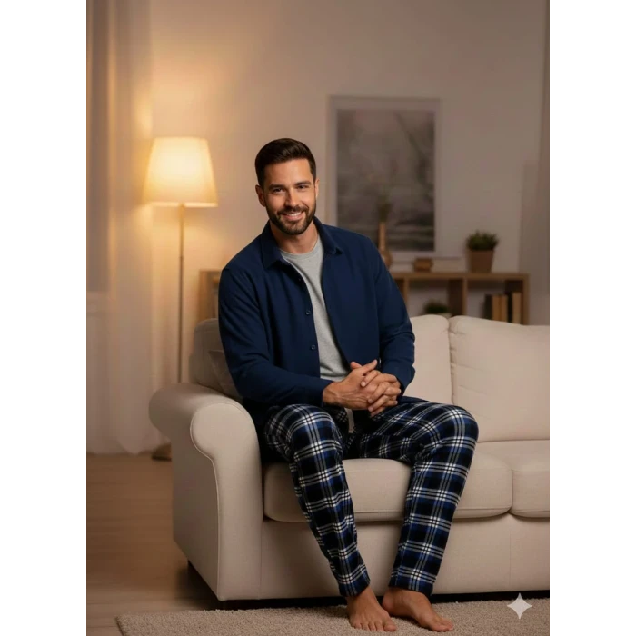 Pijalüx Tek Alt Ekose Kalın Poplin Ev Pantalonu