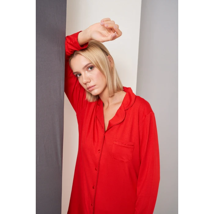 Pjs 26028 Bayan Önden Düğmeli Pijama Takımı