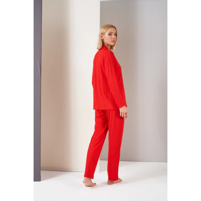 Pjs 26028 Bayan Önden Düğmeli Pijama Takımı