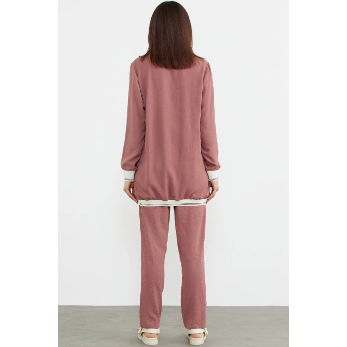 Sementa 76326 Şal Yaka Fermuarlı Krep Takım