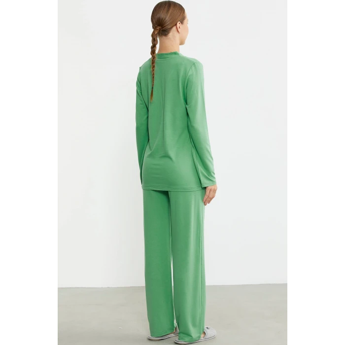 Sementa 76438 Yarım Düğmeli Cep Detaylı Pijama Takım