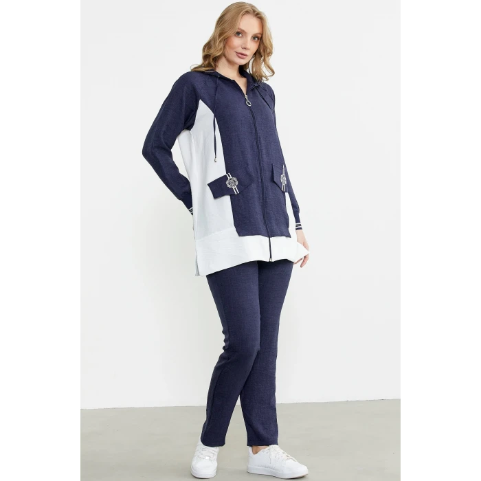 Sementa 76448 Keten Görünümlü Kapüşonlu Tunik Takım