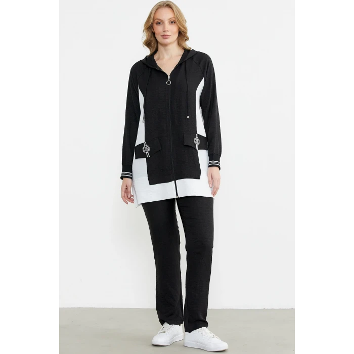 Sementa 76448 Keten Görünümlü Kapüşonlu Tunik Takım