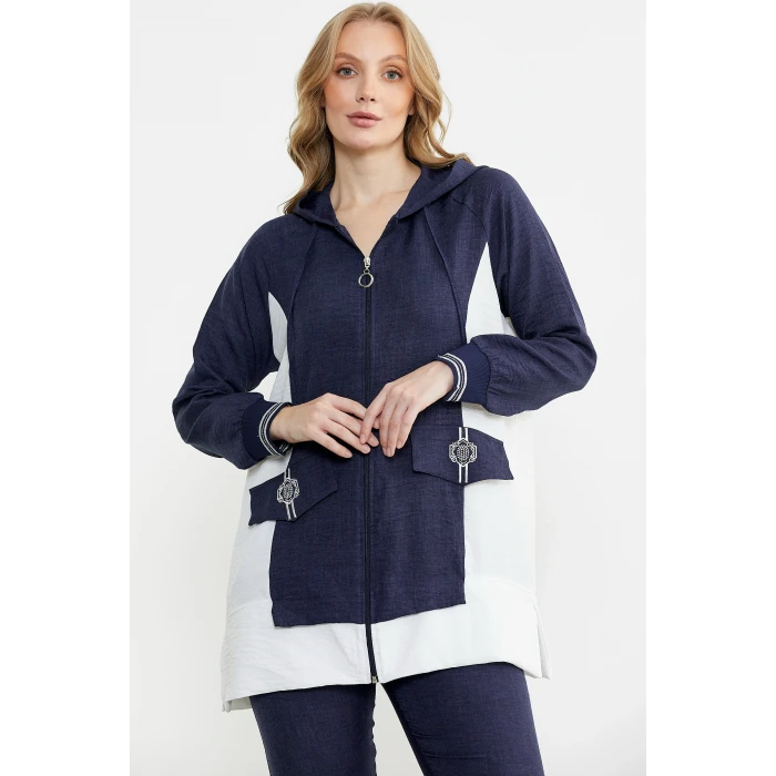 Sementa 76448 Keten Görünümlü Kapüşonlu Tunik Takım