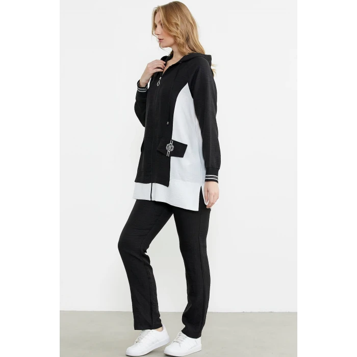 Sementa 76448 Keten Görünümlü Kapüşonlu Tunik Takım