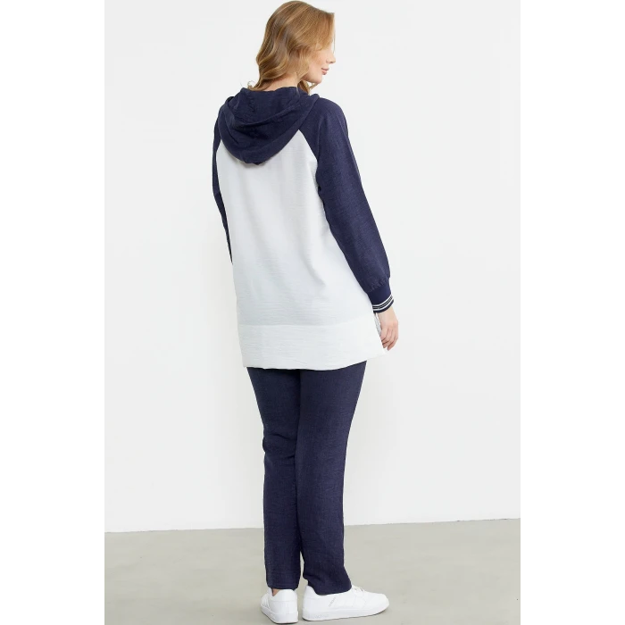 Sementa 76448 Keten Görünümlü Kapüşonlu Tunik Takım