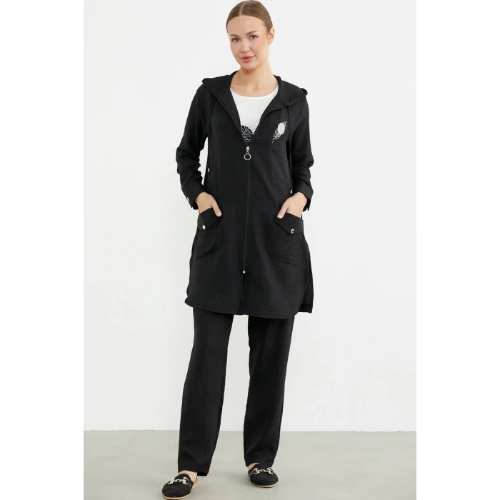 Sementa 76473 Büyük Beden Keten Görünümlü Üçlü Takım