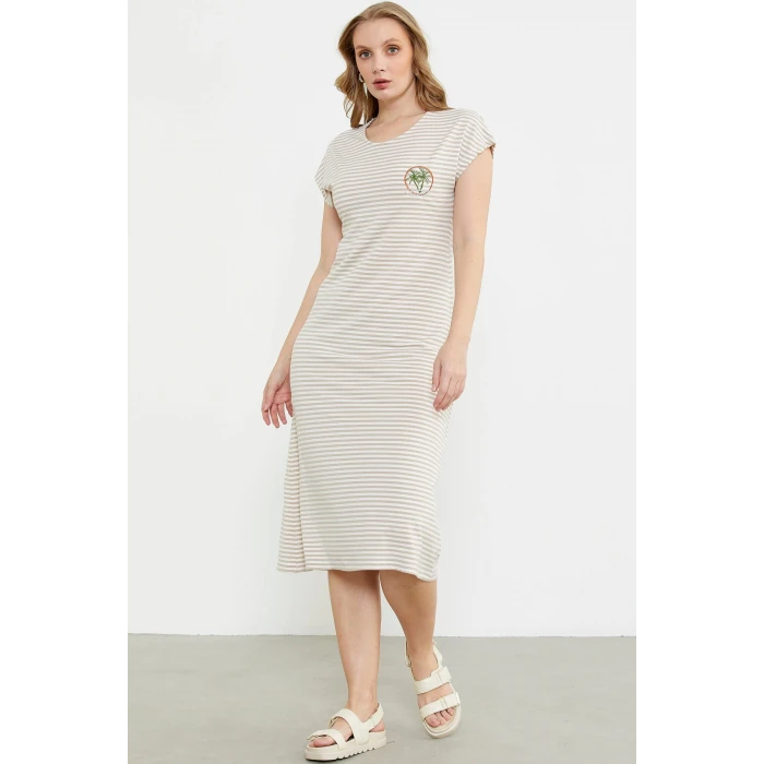 Sementa 77489 Nakış Detaylı Marine Penye Elbise