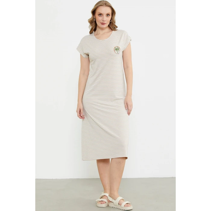 Sementa 77489 Nakış Detaylı Marine Penye Elbise