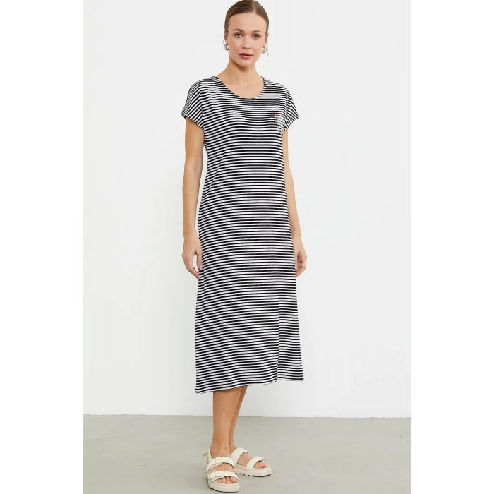 Sementa 77489 Nakış Detaylı Marine Penye Elbise