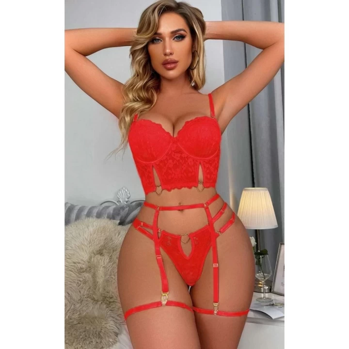 For Dreams 8406 Seksi Siyah Büstiyerli Takım