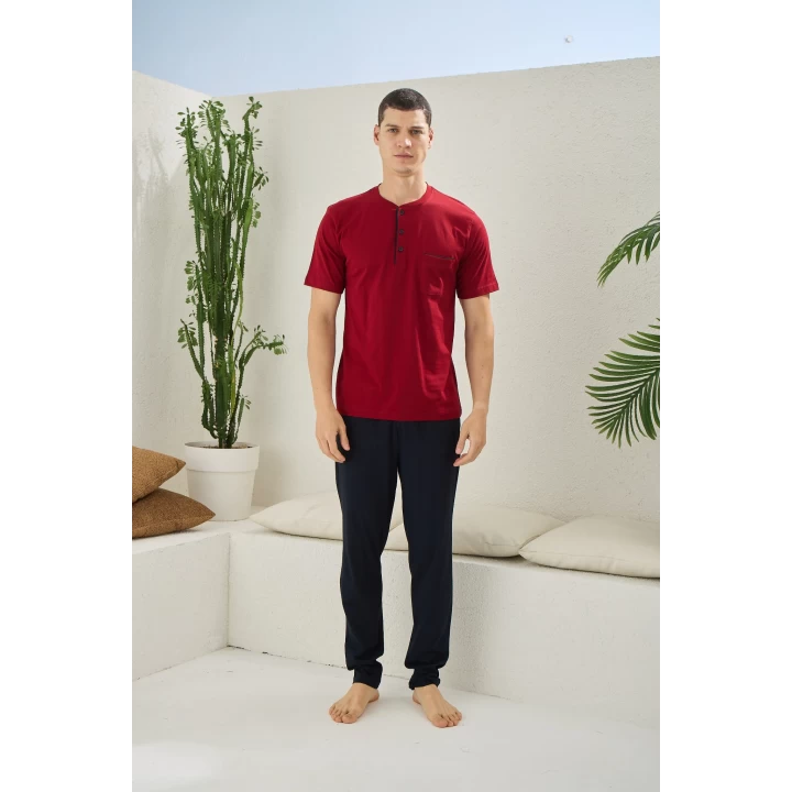 Kocabey 2090 Erkek Midi Yaka Pijama Takım