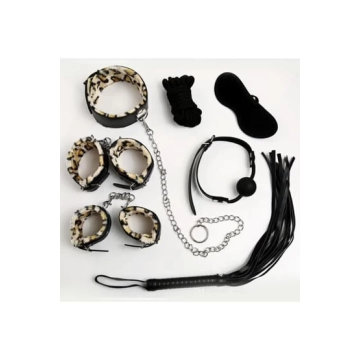 Nıghtlıght 8014 Fantezi 7li Kırbaç Ve Kelepçe Set