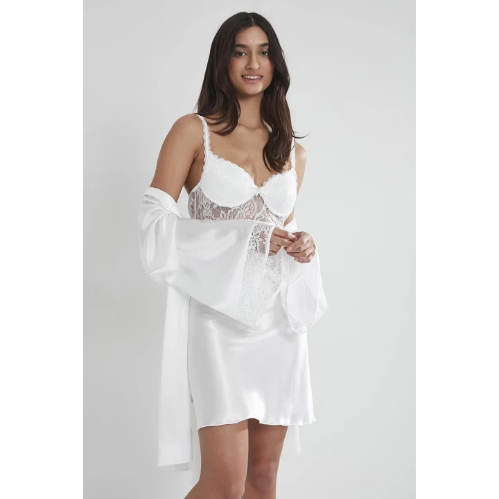 Pierre Cardin 4090 Saten Gecelik Sabahlık Takım