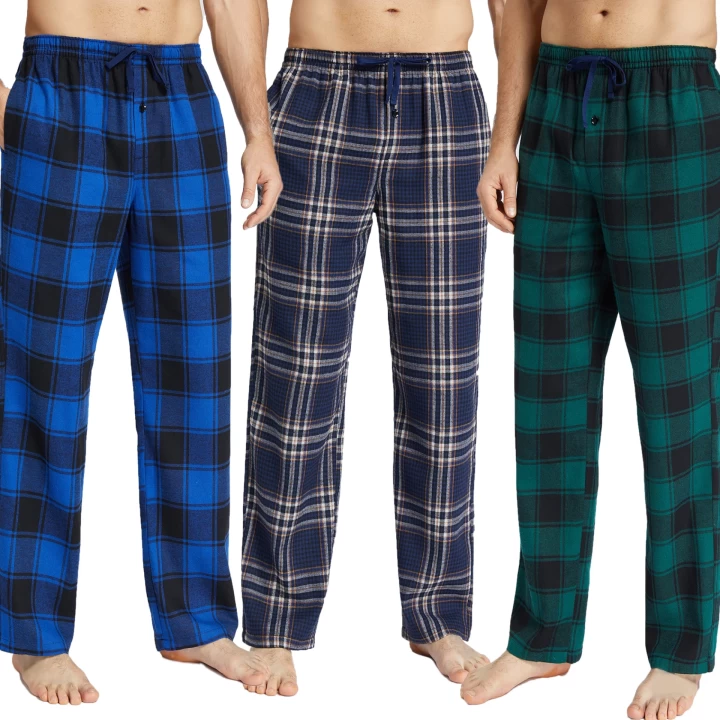 Pijalüx Erkek  Kareli Poplin Cepli Alt Pijama