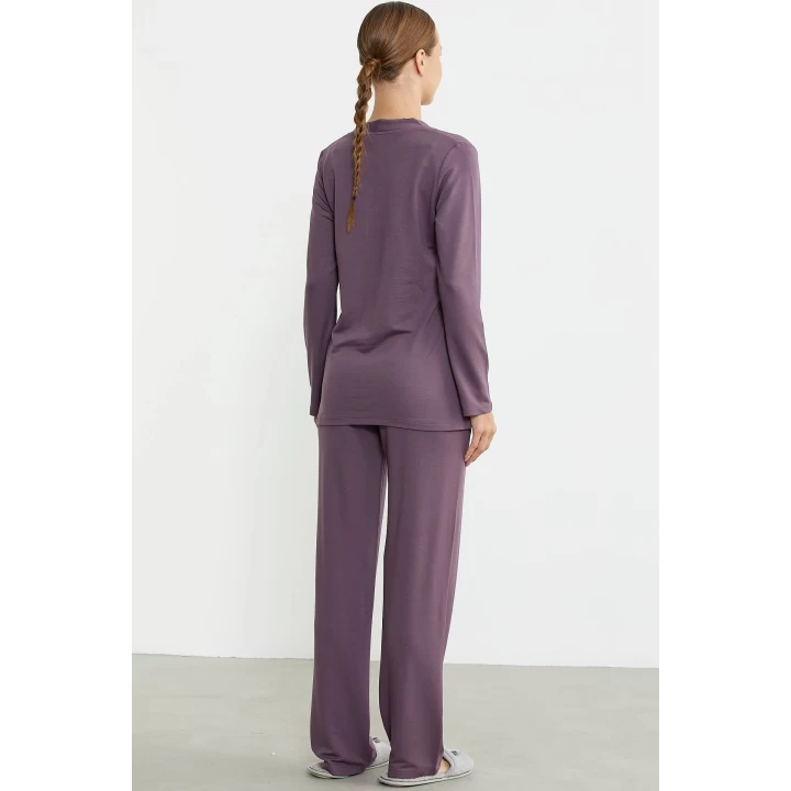 Sementa 76438 Yarım Düğmeli Cep Detaylı Pijama Takım
