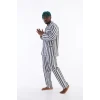 4007 Uzun Kol Çizgili Gaffur Erkek  Pijama Takım