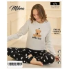 90781 Kadın Ayıcıklı Uzun Kol Pijama Takımı