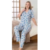 Alissa 6275 Kadın Mavi Kalp Desenli Patlı Pijama Takımı