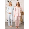 Bone 5905 Kadın Lohusa Viskon Klasik 3lü Pijama Takımı