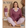 Boyraz 0143 Kadın Milan Battal Uzun Kol Pijama Takımı
