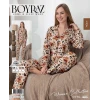 Boyraz 0348 Kadın Süet Patlı Uzun Kol Pijama Takımı