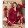 Boyraz 08020 Kadın Sendy Kumaş Uzun Kol Pijama Takımı