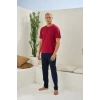 Erkek 2207 Erkek  Battal Midi Yaka Pijama Takım
