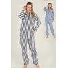 Freshness 4007 Kadın Uzun Kol Çizgili Gaffuriye Pijama Takımı