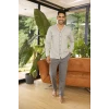 Kly V Yaka Boydan Düğmeli Battal Boy Erkek Pijama Takımı 9267 % 100 Pamuk