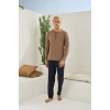 Kocabey 9220 Erkek Midi Yaka Uzun Kol Pijama Takım