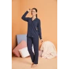 Pjs 28090 Kadın Gömlek Yaka Patlı Pijama Takımı