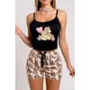 Renkli Ayıcık Desenli Askılı Şortlu Kadın Pijama Takımı