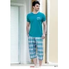 Yazlık Ekose Desenli Kapri Pijama Takımı  21592