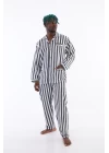 4007 Uzun Kol Çizgili Gaffur Erkek  Pijama Takım