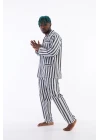4007 Uzun Kol Çizgili Gaffur Erkek  Pijama Takım